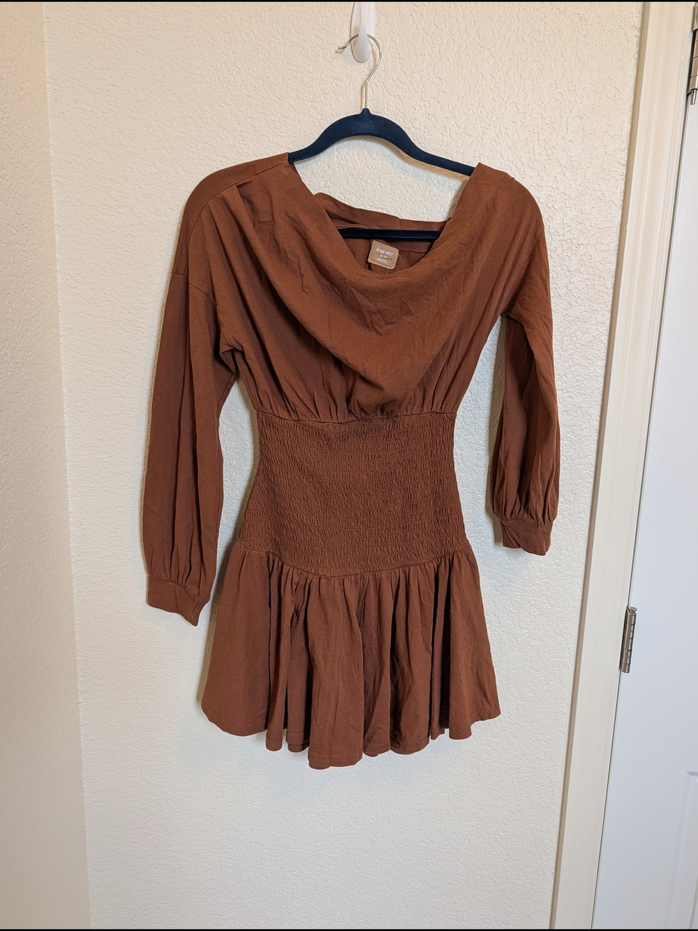 Free People Scorching Hot Long Sleeve Mini Dress - Argan Oil NWT XS